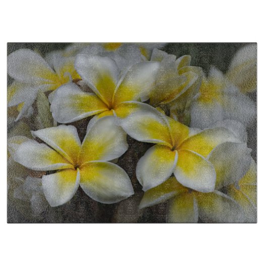 Plumeria, gelbe Blumenfotografie Schneidebrett (Vorderseite)