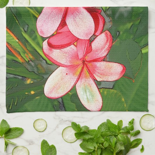 Plumeria Geschirrtuch (Gefaltet)