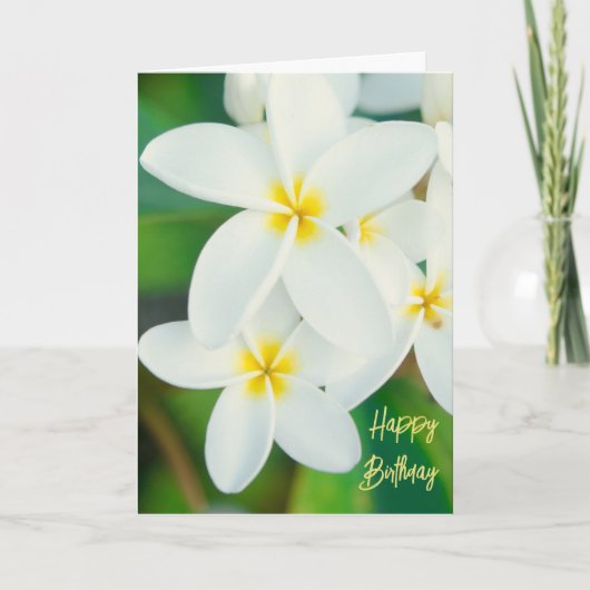 Plumeria Happy Birthday Card Dankeskarte (Vorderseite)