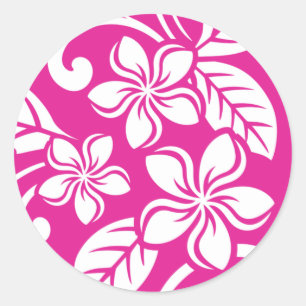 PLUMERIA (HOT PINK) KLASSIC ROUND STICKER