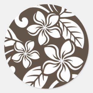 PLUMERIA (KAFFEE BROWN) RUNDER AUFKLEBER