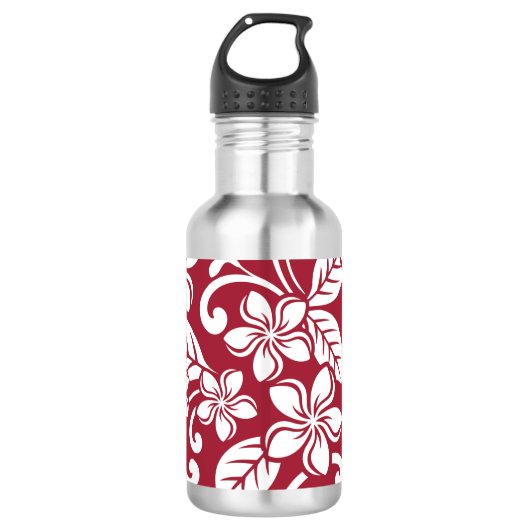 PLUMERIA (KARDINAL ROT) EDELSTAHLFLASCHE (Vorderseite)
