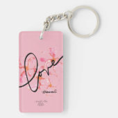 Plumeria-Liebewatercolor-Schlüsselanhänger Schlüsselanhänger (Rückseite)