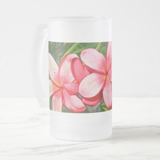 Plumeria Mattglas Bierglas (Vorderseite Links)