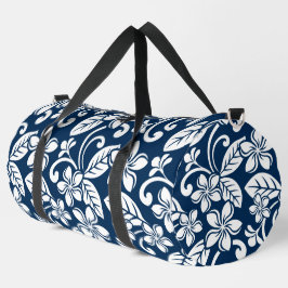 PLUMERIA-MUSTER AUF DER INSEL IN NAVY BLAUE DUFFLE BAG