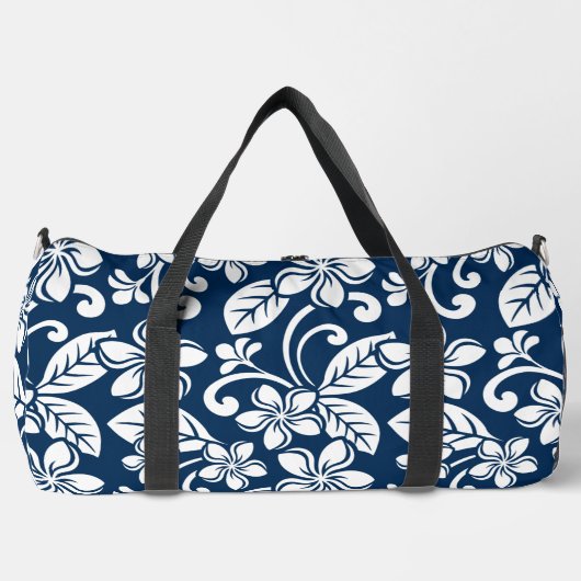 PLUMERIA-MUSTER AUF DER INSEL IN NAVY BLAUE DUFFLE BAG (Vorderseite)