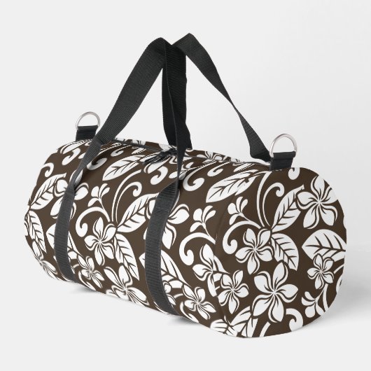 PLUMERIA-MUSTER IN KAFFEE BROWN DUFFLE BAG (Linke Seite)