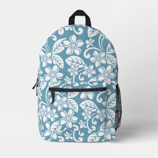 PLUMERIA-MUSTER IN SLATE BLAUE BEDRUCKTER RUCKSACK (Vorderseite)