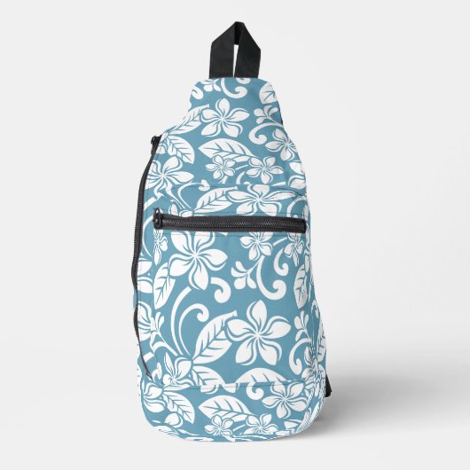 PLUMERIA-MUSTER IN SLATE BLAUE CROSSBODY BAG (Vorderseite)