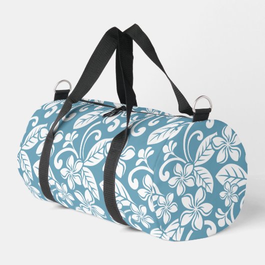 PLUMERIA-MUSTER IN SLATE BLAUE DUFFLE BAG (Linke Seite)