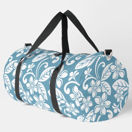 PLUMERIA-MUSTER IN SLATE BLAUE DUFFLE BAG (Linke Ecke)