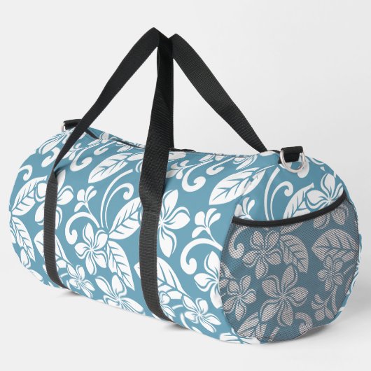 PLUMERIA-MUSTER IN SLATE BLAUE DUFFLE BAG (Rechte Ecke)