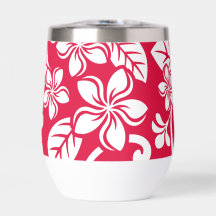 PLUMERIA-MUSTER IN STRAWBERRY RED