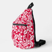 PLUMERIA-MUSTER IN STRAWBERRY RED CROSSBODY BAG (Rechte Ecke)
