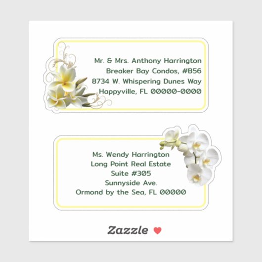 Plumeria n Orchids Vorbedruckte Mailing Labels (Blatt)