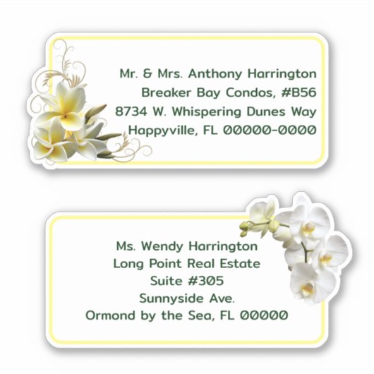 Plumeria n Orchids Vorbedruckte Mailing Labels (Vorderseite)