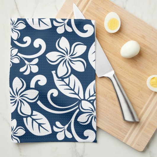 PLUMERIA (NAVY BLUE) GESCHIRRTUCH (Viertel Falte)