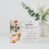 Plumeria Orchid Lei auf der Hochzeit von Sand UAWG RSVP Karte (Stehend Vorderseite)