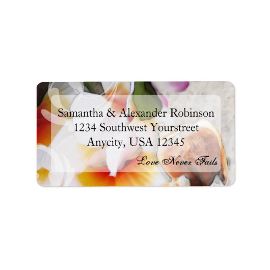 Plumeria Orchid Lei in den Sandstränden Adressaufkleber (Vorne)