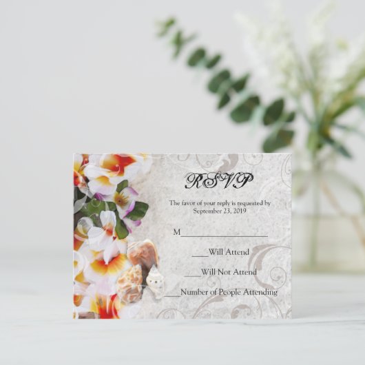 Plumeria Orchid Lei - Sand Beach UAWG Postkarte (Stehend Vorderseite)