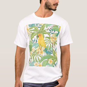 Plumeria, Papagei, Vintages Muster. T-Shirt