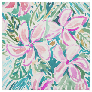 PLUMERIA-PARADIES tropisches BlumenAquarell Stoff