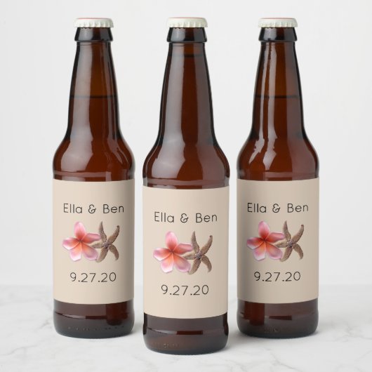 Plumeria Personalisiert Wedding Beer Bottle Labels Bierflaschenetikett (Flaschen)