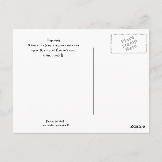 Plumeria Postkarte (Rückseite)