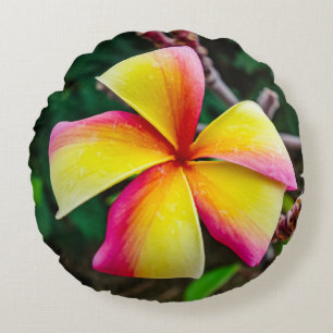 Plumeria rubra rundes kissen