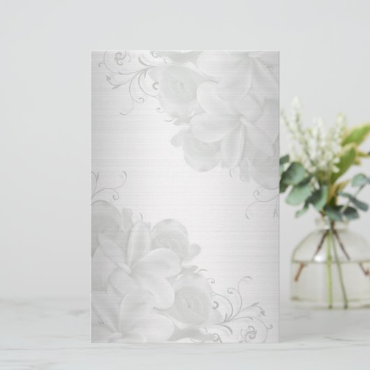 Plumeria Satinblick Blumenbriefpapier Briefpapier (Stehend Vorderseite)