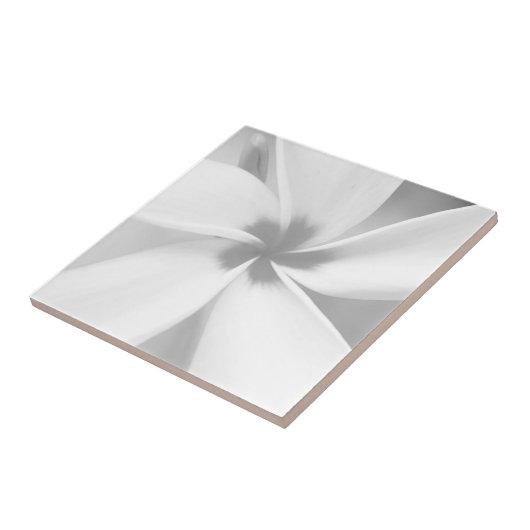 Plumeria - Schwarz-Weiß-Macro-Portrait Fliese (Seite)