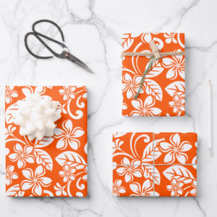 PLUMERIA (SEHR ORANGE) - PAPIERBLATT GESCHENKPAPIER SET