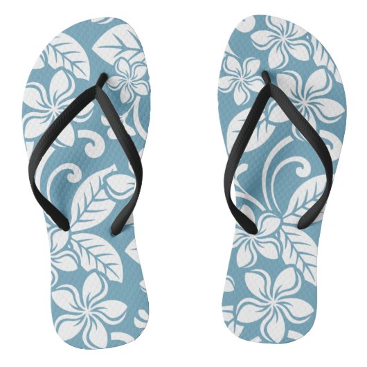 PLUMERIA (SLATE BLAUE), Paar von Flip Flops Badesandalen (Fußbett)
