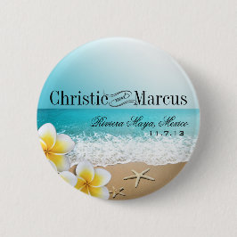 Plumeria Starfish Beach Tropical Hawaii Button