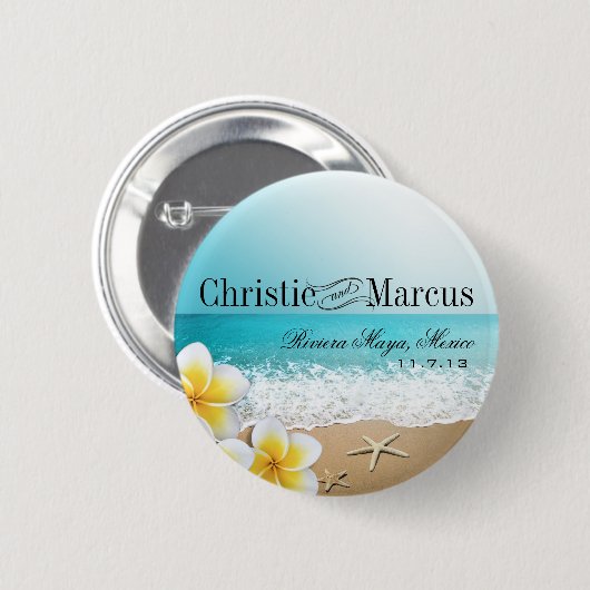 Plumeria Starfish Beach Tropical Hawaii Button (Vorne & Hinten)