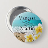 Plumeria Starfish Beach Tropical Hawaii Button (Vorne & Hinten)