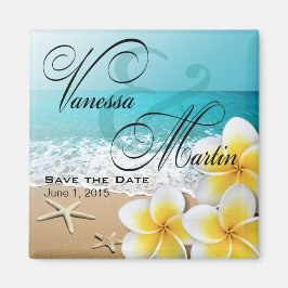 Plumeria Starfish Beach Tropical Save the Date Magnet