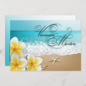 Plumeria Starfish Beach Tropical Wedding Einladung (Vorne/Hinten)
