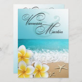 Plumeria Starfish Beach Tropical Wedding Einladung (Vorne/Hinten)