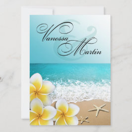 Plumeria Starfish Beach Tropical Wedding Einladung