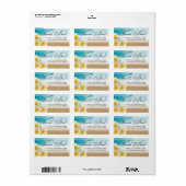 Plumeria Starfish Beach Tropical Wedding Hawaii Adressaufkleber (Vorne)