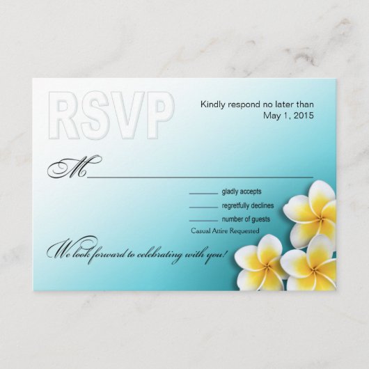 Plumeria Starfish Tropical Beach UAWG RSVP Karte (Vorderseite)
