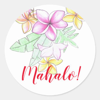 Plumeria-Strauß - individuelle Aufkleber. Runder Aufkleber