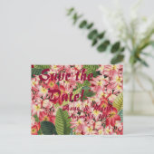 Plumeria Tropical Floral Save the Date Postkarten (Stehend Vorderseite)