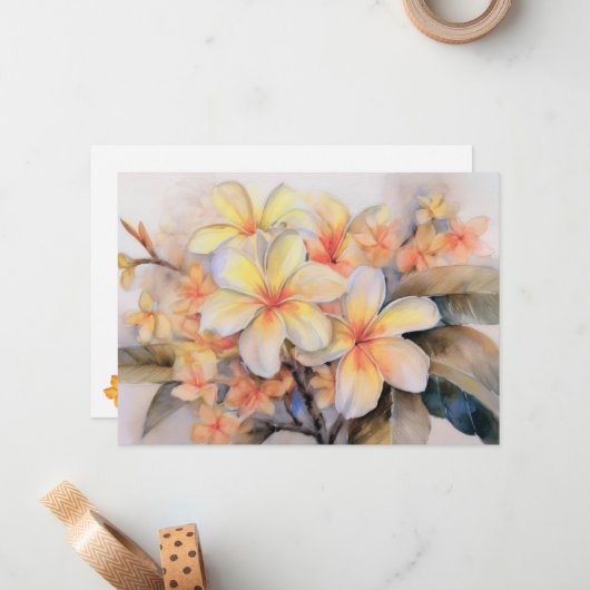 Plumeria und Muschel Ginger Mitteilungskarte (Vorderseite/Rückseite Beispiel)