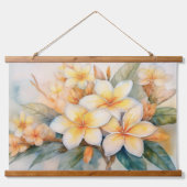 Plumeria und Muschel Ginger Wandteppich Mit Holzrahmen (Vorne)