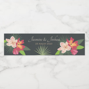 Plumeria und tropische Blätter personalisieren Wasserflaschenetikett