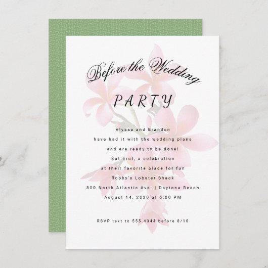 Plumeria vor der Einladung zur Hochzeit (Vorne/Hinten)