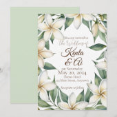 Plumeria Wedding Einladung (Vorne/Hinten)