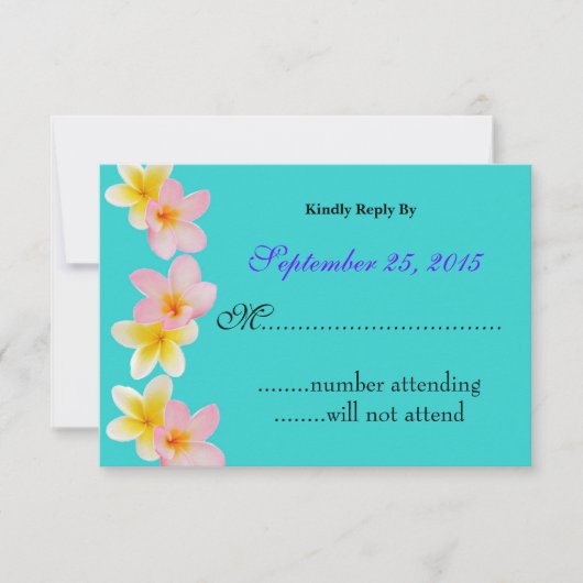 Plumeria Wedding RSVP Card Karte (Vorderseite)